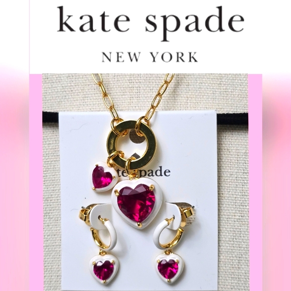 kate spade Jewelry - Kate Spade Sweetheart Heart Charm Necklace & Earrings Set